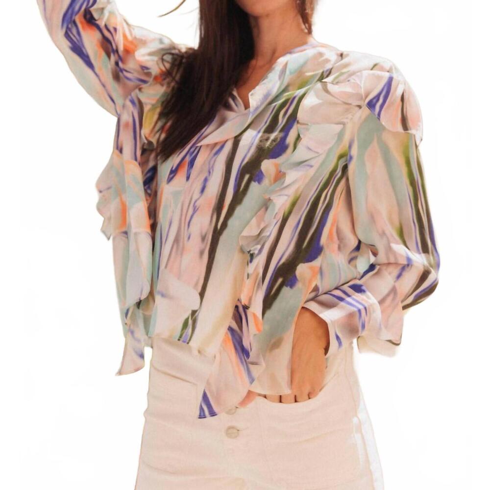 NEW CATHERINE GEE bella blouse in abstract orchid